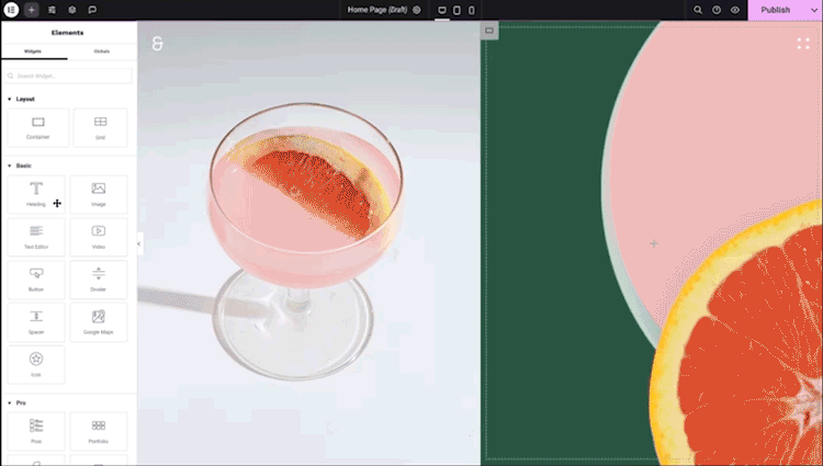 Elementor Editor V4 (Atomic) with CSS-first foundation
