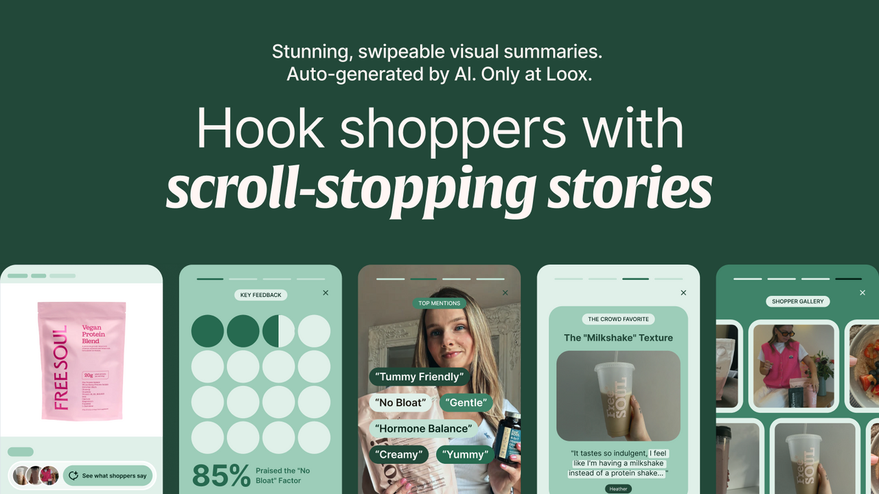 Loox AI visual summary of customer reviews