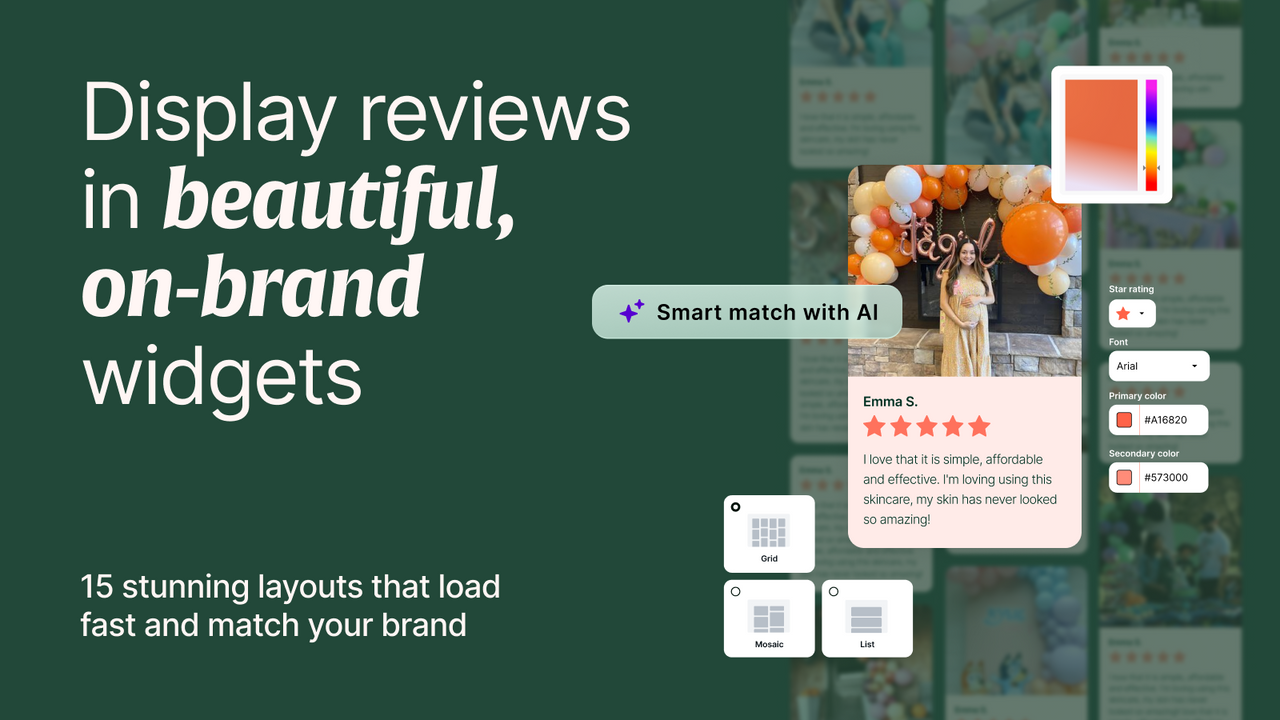 Loox photo review widgets and galleries on a storefront