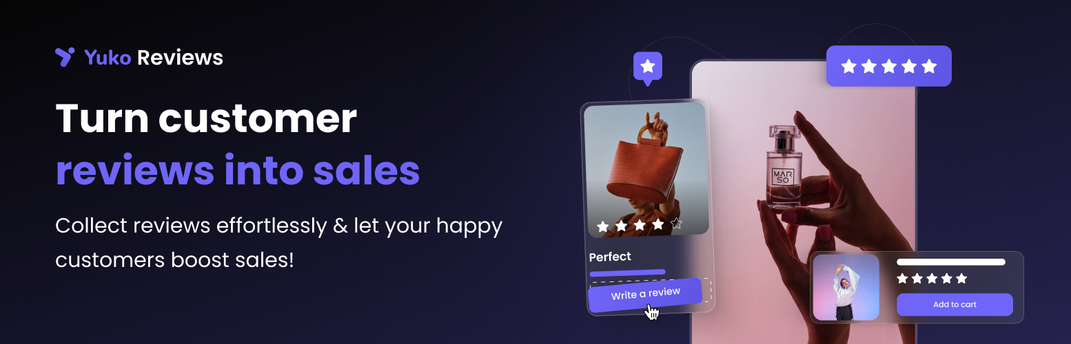 Yuko Reviews dashboard with review inbox and widget library
