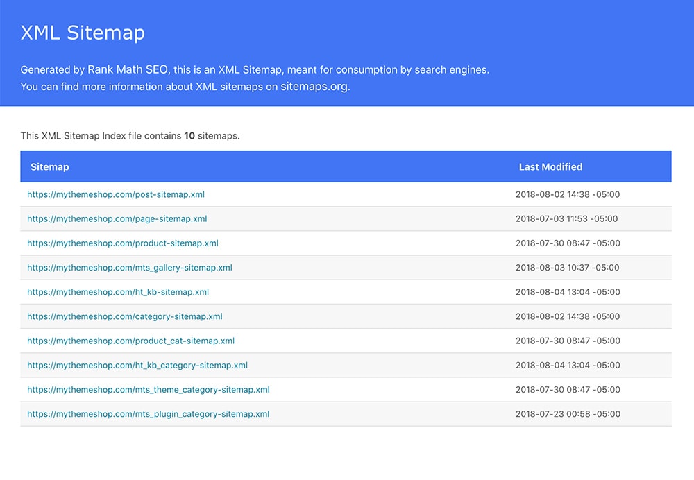 Rank Math XML sitemap configuration