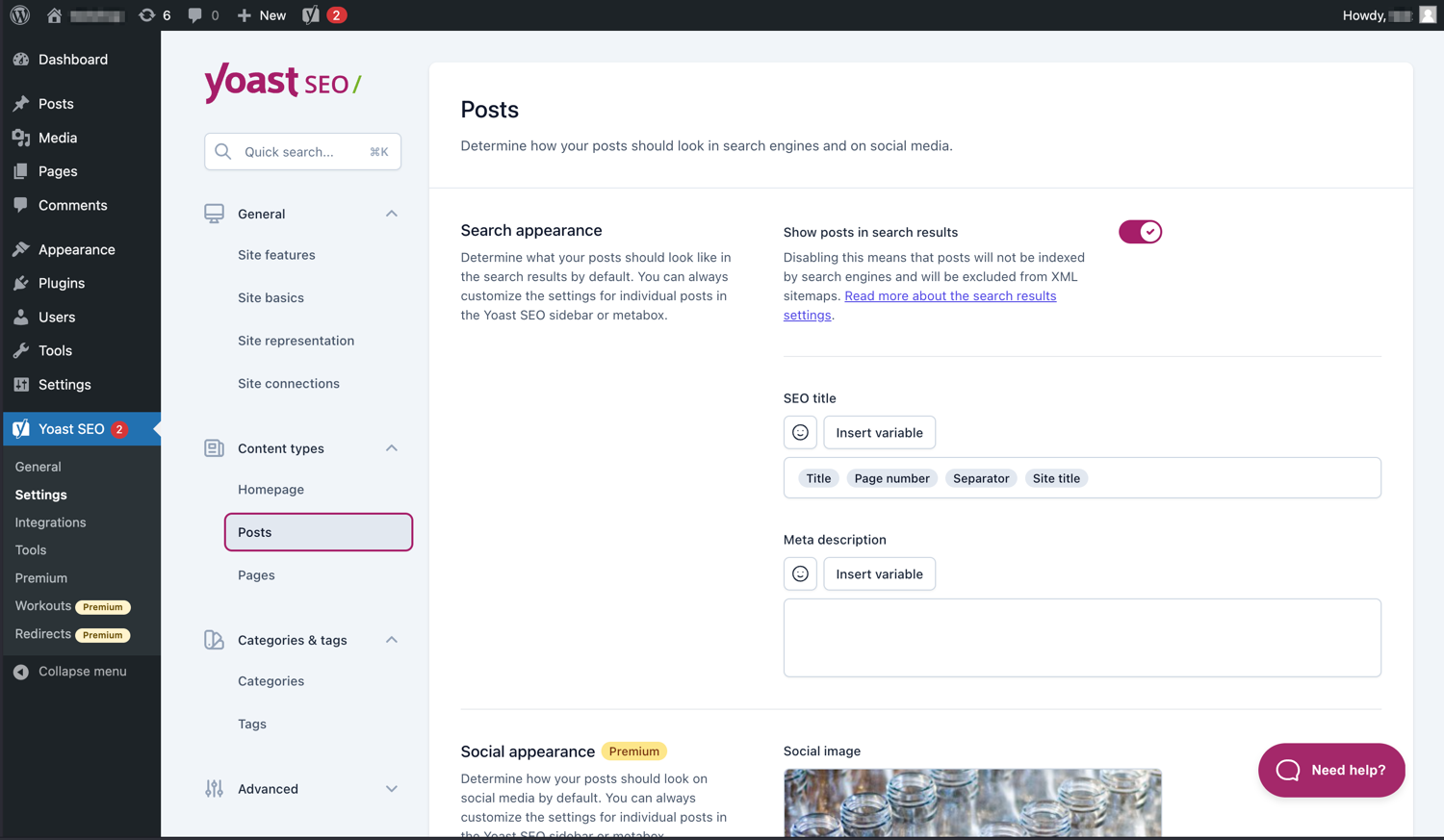 Yoast SEO indexation controls for posts and pages