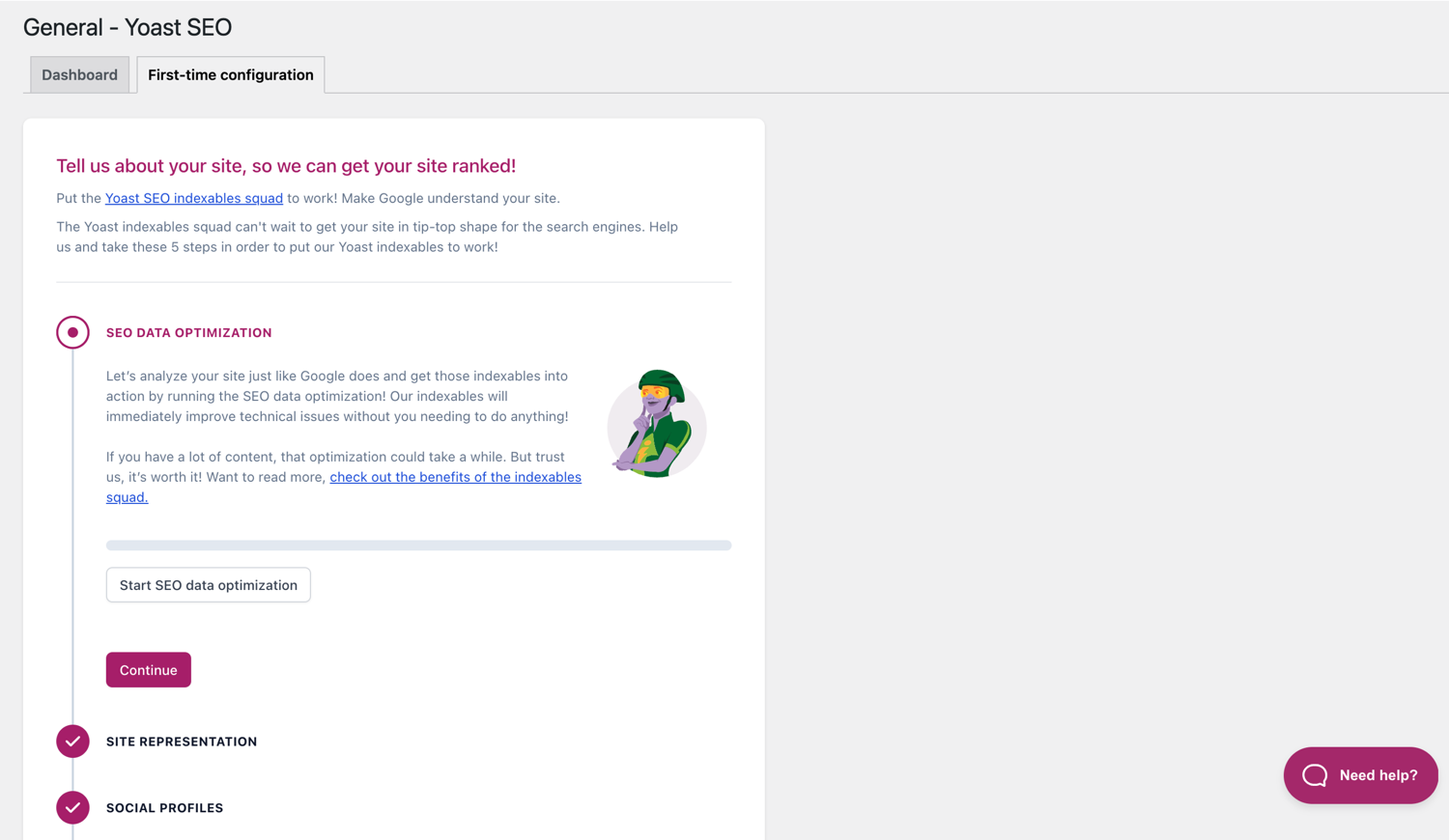 Yoast SEO first-time configuration walkthrough